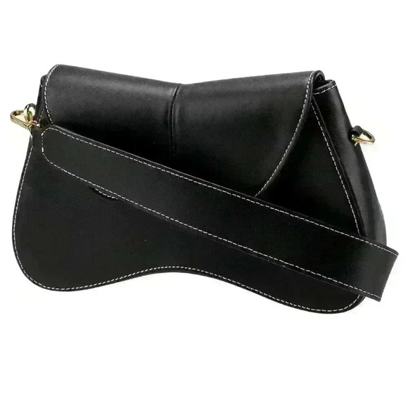 Elleme Handbags - Elleme Black White Contrast Topstitch Bag